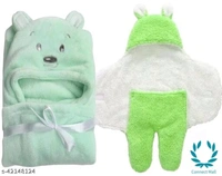 New Born Baby Combo Pack Hooded Wearale Wrapper And Baby Bath towel - LXHXB:(78 X2X82) CM, Multipack of:2
